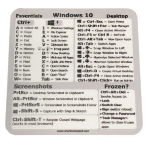 Windows 10 Quick Reference Shortcut Sticker - 46 Shortcuts - Vinyl 3"x3"